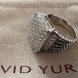 David Yurman Silver and Diamond Pave Ring sz8